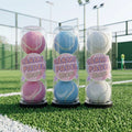 Padel Geschenkset von Carms Padel – 3 Dosen Padel Bälle in Pink, Hellblau und Weiß