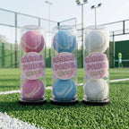 Padel Geschenkset von Carms Padel – 3 Dosen Padel Bälle in Pink, Hellblau und Weiß
